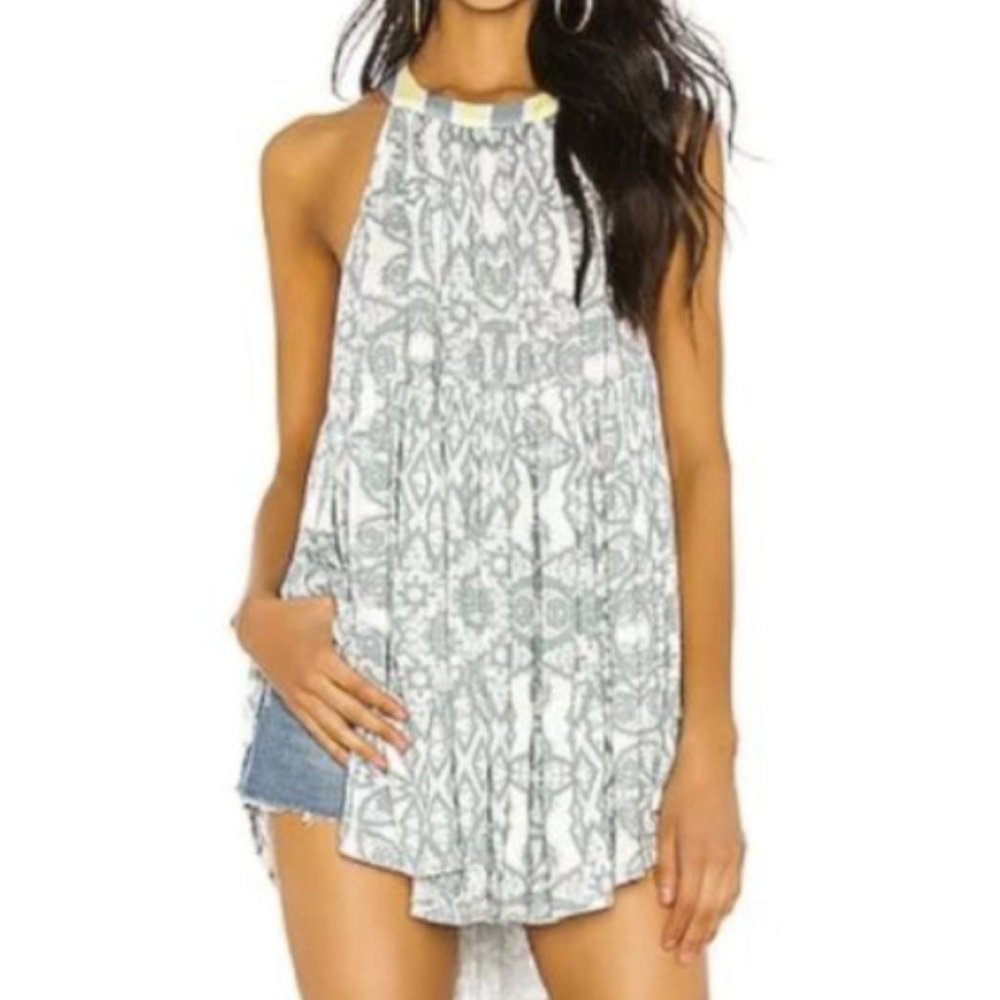 Free People Gray Patterned Halter Top
